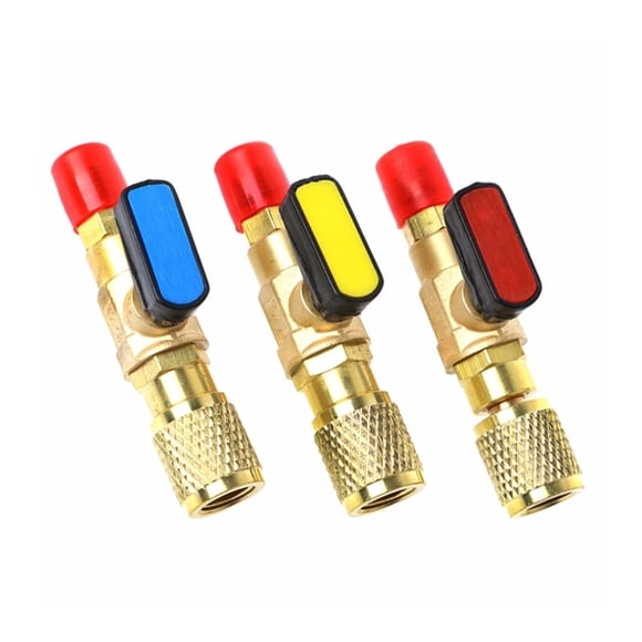 Valve à Bille en Laiton Réfrigérant Valve à Bille Droite Adaptateur de Valve d'Arrêt Valve Marche-Arrêt 1/4 Pouces pour Tuyau de Chargement de Réfrigérant A/C, Durable
