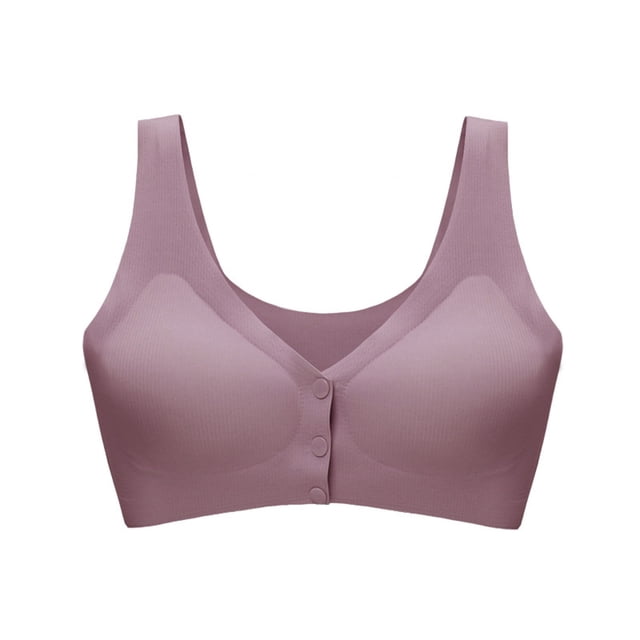 Yuyuzo Bras for Women Button Front Closure Wireless Breathable Bralettes Loose Comfy Solid Color Underwear