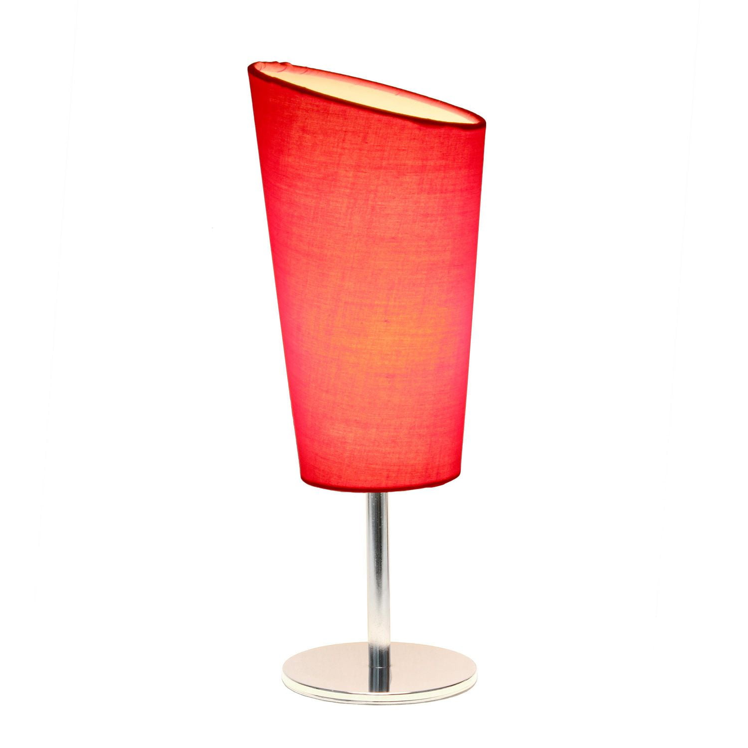 Simple Designs Mini lampe de table chromée avec abat-jour en tissu incliné