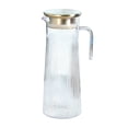 thumbnail image 1 of Cold Water Kettle Plastic Acrylic Striped Transparent Pitcher with Stainless Steel Lid 1000 ml 1200 ml or 1600 ml, 1 of 6