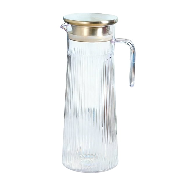 Cold Water Kettle Plastic Acrylic Striped Transparent Pitcher with Stainless Steel Lid 1000 ml 1200 ml or 1600 ml