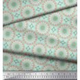 thumbnail image 3 of Soimoi Green Poly Georgette Fabric Mandala Geometric Print Fabric by the Yard 42 Inch Wide, 3 of 5
