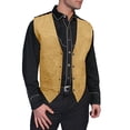 thumbnail image 2 of Kcodviy Mens Gentlemens Plays Suede Soft Jacket Men Retro V Neck Solid Mens Rain Proof Jacket Color Pocket Button Leather Jacket Fleece Vest, 2 of 8