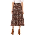 thumbnail image 3 of Unique Bargains Women's Floral Print Elastic Waist Ruffle Maxi Tiered Skirt, 3 of 6
