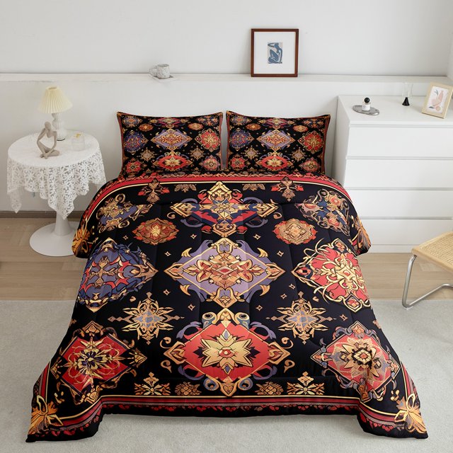 YST Bedding European-Style Comforter Set - Victorian Classical Luxuary Bedding Comforters & Sets - Boho Baroque Jacquard Gothic Quilt - Full - 3-Pieces Mothers Day Gifts