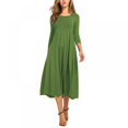 thumbnail image 2 of Robe Midi Longue Évasée à Manches 3/4 pour Femmes, 2 of 5