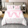 thumbnail image 1 of Erosebridal Housse de Couette Initiale W 100 % Coton Grand Lit, Literie Mignonne à Nœud Papillon Format Grand Lit, Déco de Princesse de Rêve, Réversible 3 Pcs (Sans Couette), 1 of 6