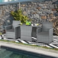 thumbnail image 3 of Costway 3PCS Patio Rattan Furniture Set Cushioned Sofa Armrest  Garden Gray, 3 of 10
