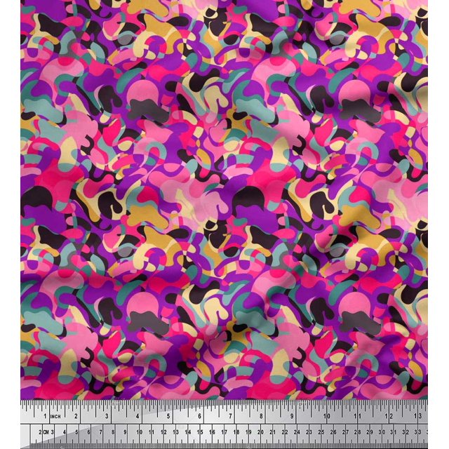 Soimoi Velvet Fabric Multicolor Texture Printed Craft Fabric by the Yard 58 Inch Wide