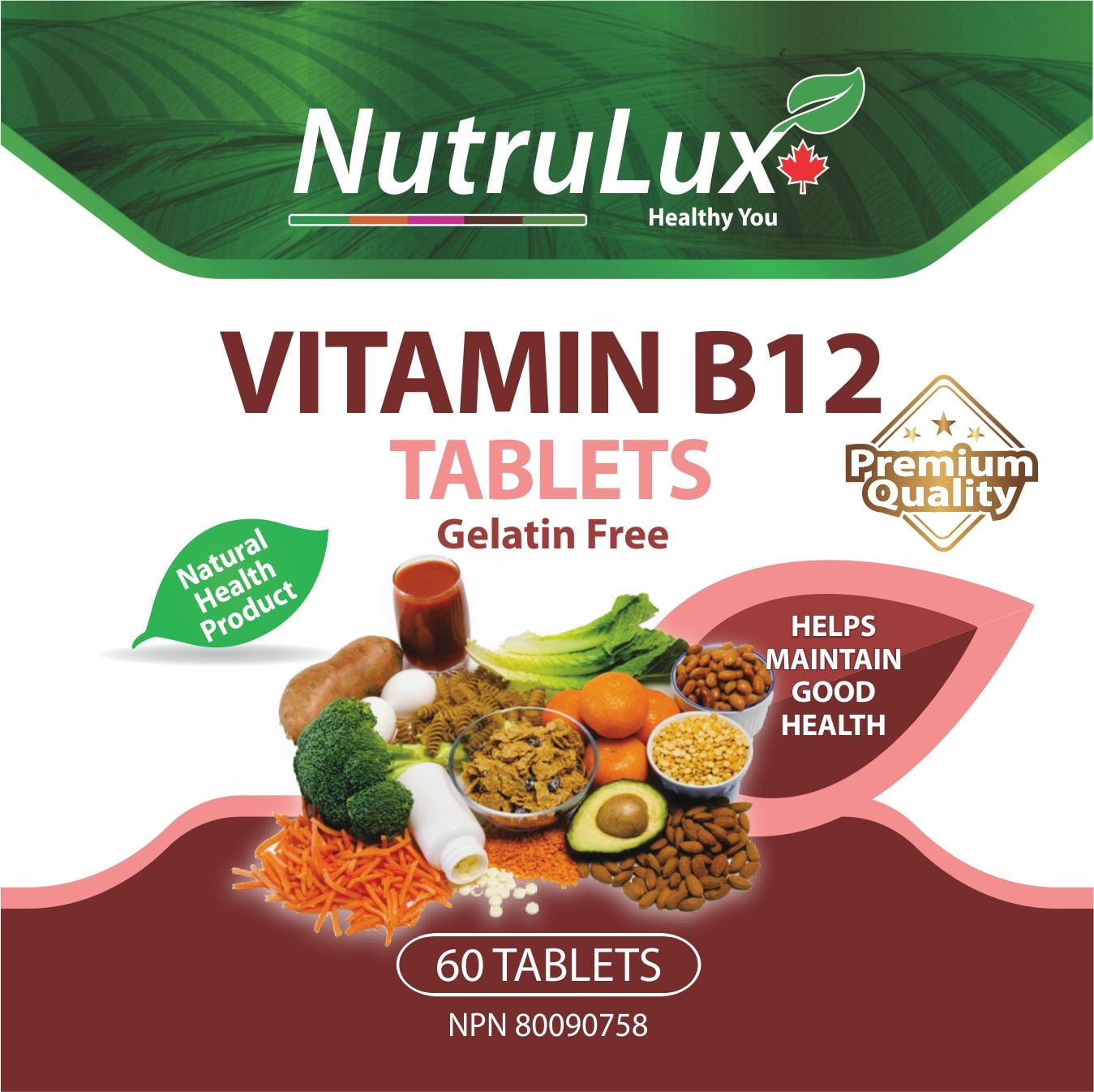 Vitamin B12 ( 1000 mg Vitamin B12 ) Halal Gelatin Free Tablets