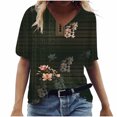 thumbnail image 1 of Birdeem T-Shirt à Col en V pour Femmes, Mode Décontractée, Grande Taille, Imprimé de Fleurs Pittoresques, 1 of 1