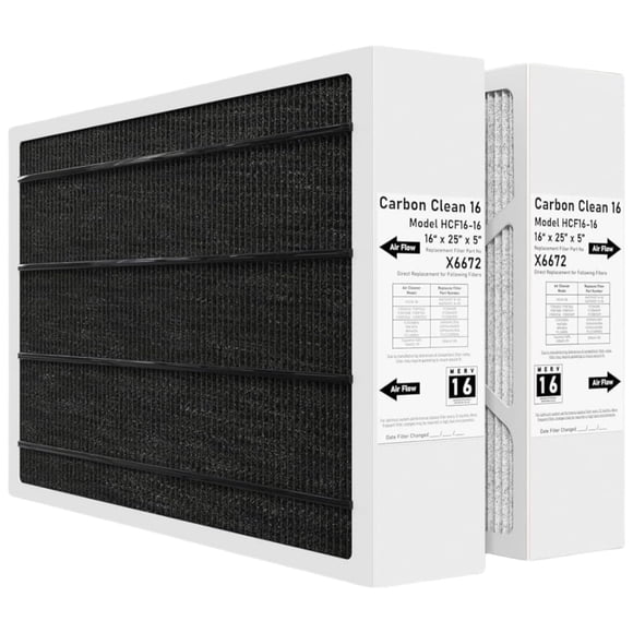 6672 16x25x5 MERV 16 Furnace Air Filter Compatible with Lennox X6672 Healthy Climate Carbon for Furnace HVAC System (Actual Size: 15.75 x 24.75 x 4.37 In), Part Number HCF16-1