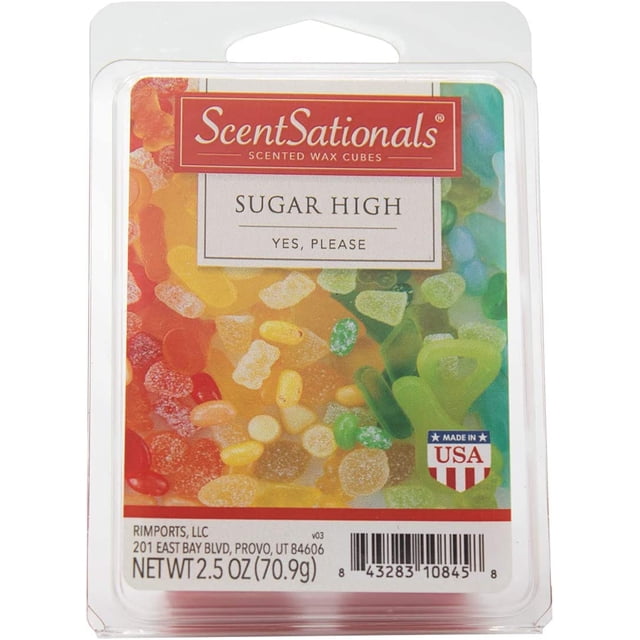 Scentsationals Sugar High 2.5 oz Fragrant Wax Melts - 6 Scented Wax Cubes, Red