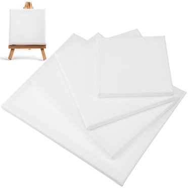12 Pcs Toile de Peinture Petite Toile Carrée Vierge Toile d'Entraînement Toile en Coton Planches