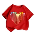 thumbnail image 3 of LUOGENLI T-Shirt pour Filles Enfant Filles Mignon Mode Imprimé Col Rond Manches Courtes Tee Été Décontracté Doux Ample T-Shirt Hauts Maxi Hauts Petite Rouge 10-12 Ans, 3 of 5