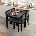 thumbnail image 4 of Costway 5 PCS Dining Table Set for 4 with Rubber Wood Legs Upholstered Seat Padded Backrest Gray, 4 of 10