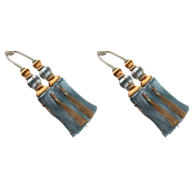 Decodeary Lot de 2/lot Rideau Haut à Franges Facile à Excellent Décor pour Grand Application Polyester Bleu Clair 2Ensemble