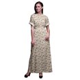 thumbnail image 1 of Bimba Rayon Leaves & Flowerpecker Bird Printed Womens Long MaxiDressGown With Side Slit-X-Large, 1 of 6