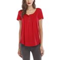 thumbnail image 1 of Innerwin T-Shirt Couleur Unie Hauts pour Femmes Été Manches Courtes T-Shirt Mode Rouge TTG, 1 of 4