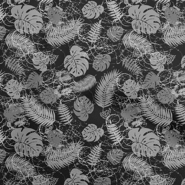 oneOone Viscose Chiffon Gray Fabric Tropical Leaf Craft Projects Decor Fabric Printed By The Yard 42 Inch Wide