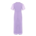 thumbnail image 4 of Kvysinly Kids Flower Girls Sparkly Wide Leg Jumpsuits Rhinestone Round Collar Short Sleeve Rompers Pants Lavender 14, 4 of 5
