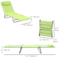 thumbnail image 3 of Outsunny Chaise Longue d'Extérieur, Siège Inclinable Portable et Réglable, Chaise Longue Pliante pour Patio, Camping, Plage, Bronzage avec Oreiller, Vert, 3 of 10