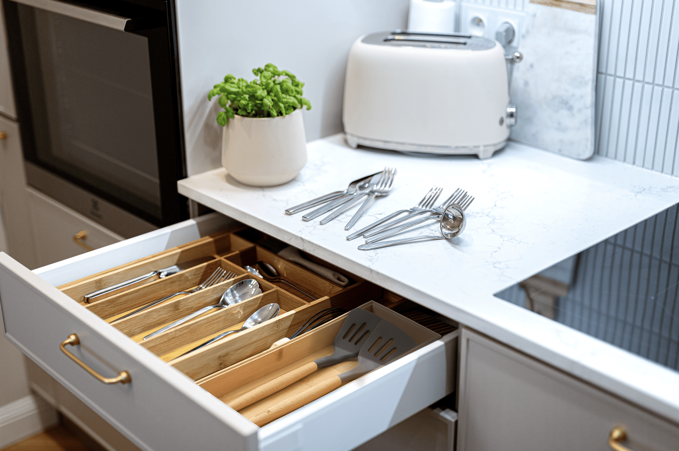 Better Homes & Gardens Organisateur de tiroir long en bambou, 15 IN W x 5.98 IN D x 1.97H, couleur bambou naturel