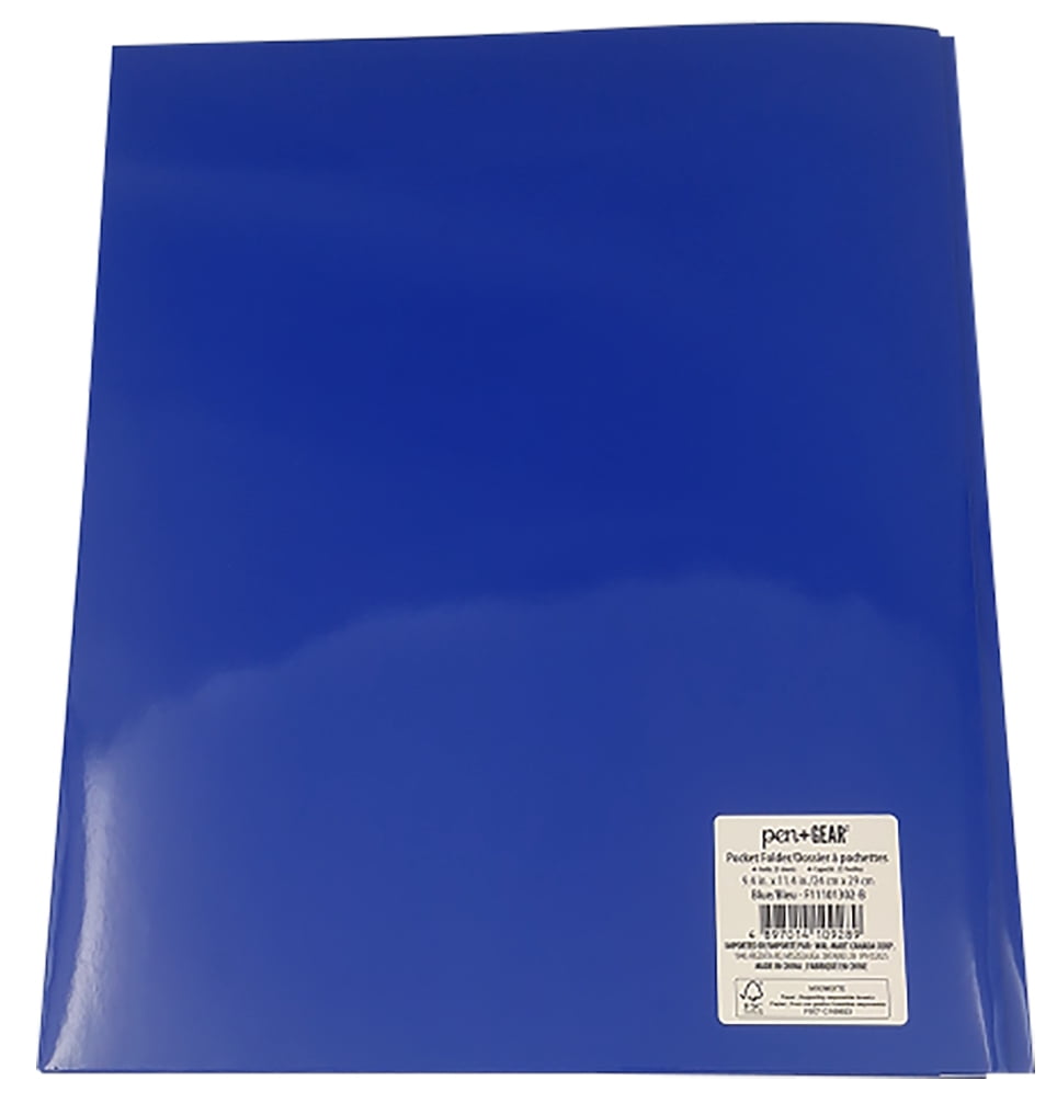 Laminated Paper Pocket N Prongs Blue