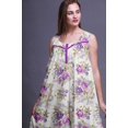 thumbnail image 2 of Bimba Robe de Nuit Mi-Mollet Violette à Feuilles Florales/lilas et Pivoine pour Femmes, Coton Imprimé, Sans Manches, Robe Maxi, Petit, 2 of 6