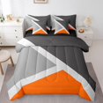 thumbnail image 1 of YST Geometric Triangle 7-Piece Bedding Set, King, Orange, Dark Grey, Light Grey, Aesthetic Geometry, Luxury Modern Simple Art Style, 1 of 5