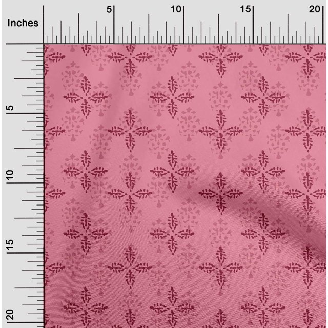 oneOone Silk Tabby Fabric Floral Block Printed Craft Fabric BTY 42 Inch Wide