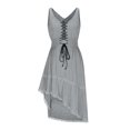 thumbnail image 4 of Kyusrd Robes Débardeurs d'Été Sans Manches Robe d'Été Camisole Robe à Cordon Ajourée Col en V à Volants Ondulée Robe Froissée avec Ourlets Irréguliers et Patchwork de Dentelle Plissée Robe Midi de Fête de Plage, 4 of 8