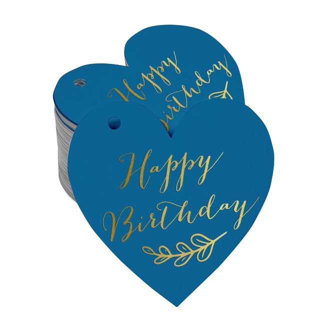 Inkdotpot 100 Pack Real Gold Foil Paper Tag Happy Birthday Favor Hang Tag