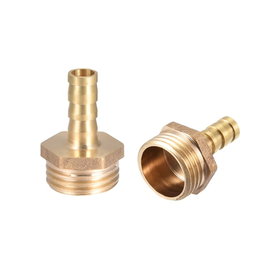 Unique Bargains Adaptateur de Raccord de Tuyau à Ardillon en Laiton 8 mm à Ardillon x 1/2 Po g Tuyau Mâle 2 Pcs