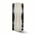 thumbnail image 3 of Edward Mirell Black Ti & Sterling Silver Inlay Laser & Polished Wave Ring Size 14, 3 of 4