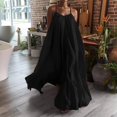 thumbnail image 1 of HKEJIAOI Robes de Sortie pour Femmes Offres Liquidation Cadeau de la Saint-Valentin Femmes Mode Décontractée Robe Unie à Bretelles Poche Ample Dos Nu Grande Robe Évasée Noir, 1 of 7