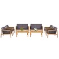 thumbnail image 1 of Patiojoy 8-Piece Patio Acacia Wood Furniture Set Outdoor PE Rattan Conversation Set with Removable Cushions, 1 of 9