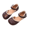 thumbnail image 1 of Gtoiithly Spring Summer Girls Child Lace Edge Adjustable Soft Soled Shoes Sandals Cartoon Solid Color Sandals for Kids Brown 3-3.5 Years, 1 of 5