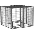 thumbnail image 1 of PawHut Enclos pour Chien Extérieur avec Bols pour Chien Ajustables et Rotatifs, Housse Pare-Soleil, 1 of 10