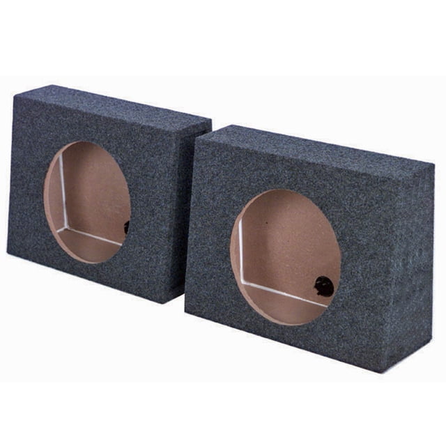 QPower QTW10 Boîtiers de Subwoofer Scellés de 10 Pouces pour Voiture, une Paire Conçue pour les Systèmes Audio de Véhicule, avec Revêtement en Tapis Charbon, Découpes Circulaires pour subwoofers de 10 Pouces, construction MDF de 5/8 Pouces, Connecteurs de Coupelles, et 0,9 Pied Cube d'Espace d'Air pour des Basses Profondes.
