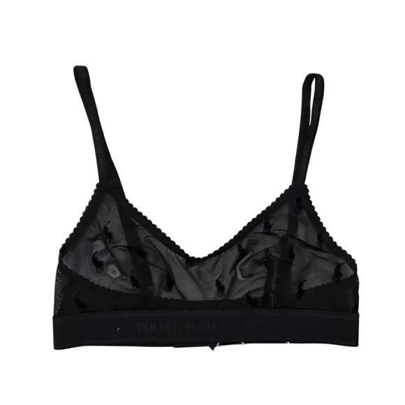 Polo Ralph Lauren Flocked Pony Scoopneck Bralette - 4P0132 (Onyx, XL)