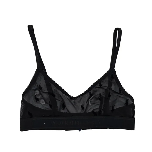 Polo Ralph Lauren Flocked Pony Scoopneck Bralette - 4P0132 (Onyx, XS)