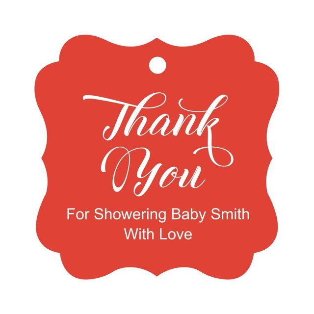 Darling Souvenir Baby Shower Thank you Favor Tags Custom Hang Gift Tags-Red-100 Tags