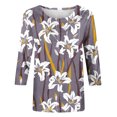thumbnail image 4 of Pompotops T-shirt Ample Imprimé pour Femme Blouse à Manches 3/4 Col Rond Hauts Décontractés Liquidation, 4 of 5