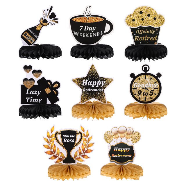 8 Pcs Décorations de Fête de Retraite en Papier Nid d'Abeille Cadeau de Retraite pour Collègue