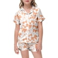 thumbnail image 5 of Girls' Printed Short Sleeve Button-Down Pajama Set with Bow for Comfortable Loungewear and Home Relaxation, 5 of 5