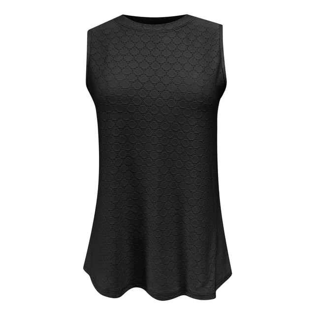 AherBiu Camisoles Boho pour Femmes Col Rond Sans Manches Été Décontracté Tunique à Oeillets Haut Chemises Blouse Couleur Unie