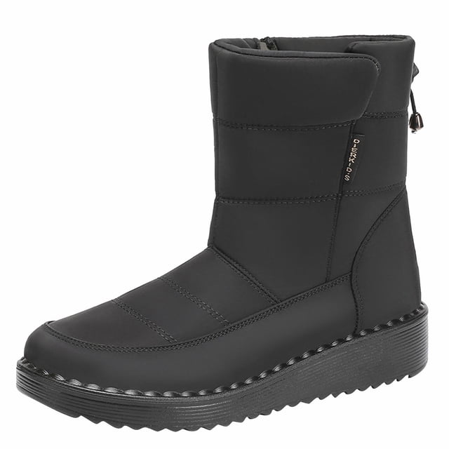 Wensltd Winter Mid Calf Snow Boots for Women Solid Color Warm Plush Fuzzy Boots Fall Cozy Shoes Wide Width
