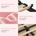 thumbnail image 3 of Twin Size Bed Frame with Adjustable Headboard, Linen Upholstered Full Platform Bedframe with Strong Wooden Slats, Mattress Foundation, No Box Spring Needed, Easy Assembly, Pink, 3 of 7