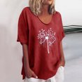 thumbnail image 2 of EQWLJWE Chemises pour Femmes Liquidation T-Shirts pour Femmes Chemises Aguichant pour Femmes Col Rond Manches Courtes Hauts Imprimés Blouse Régulière, 2 of 6